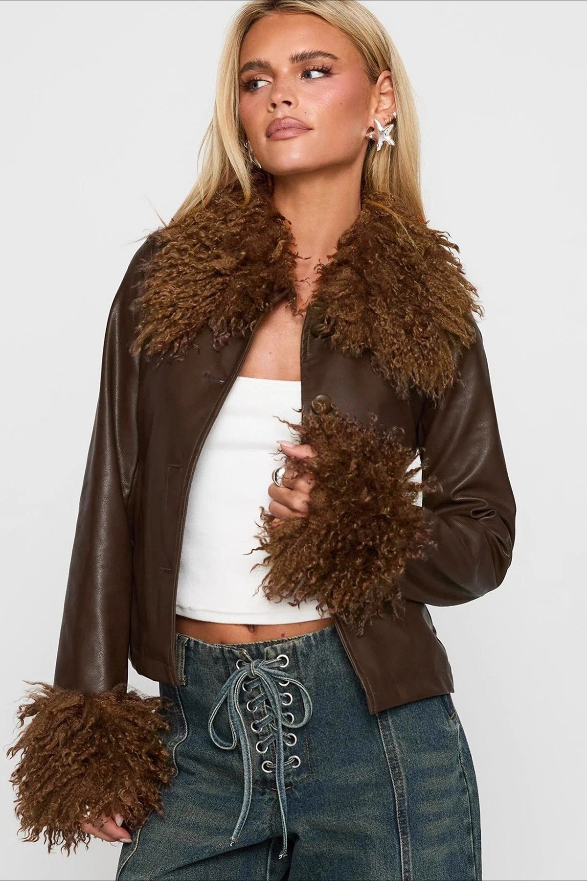 Slim Fit Vintage Leather Coat - Fashionpara