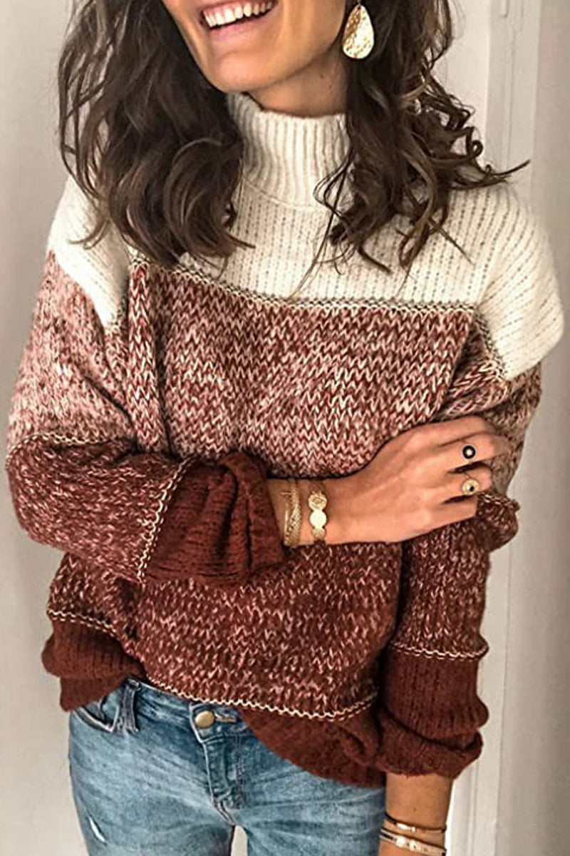 O Neck Patchwork Sweater  Fashionpara