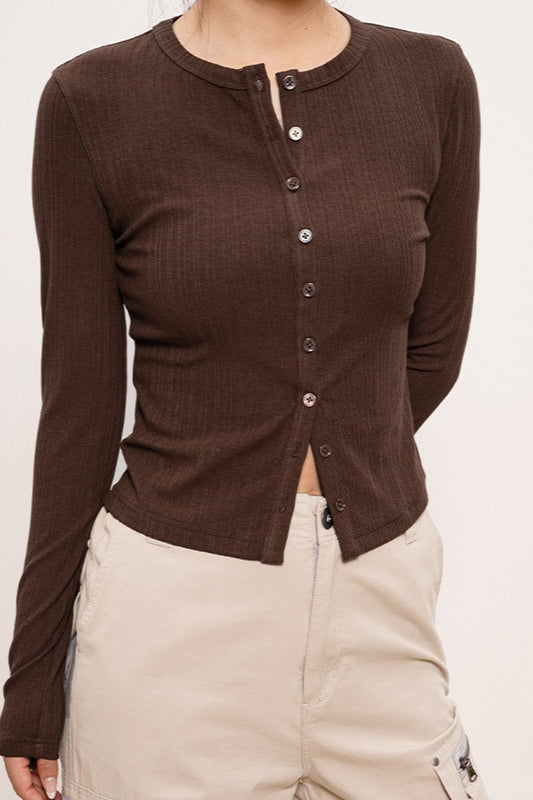 Lightweight Ribbed Slim-Fit Button Cardigan for Effortless Style