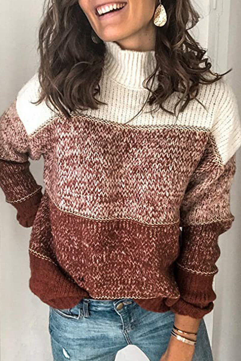 O Neck Patchwork Sweater  Fashionpara