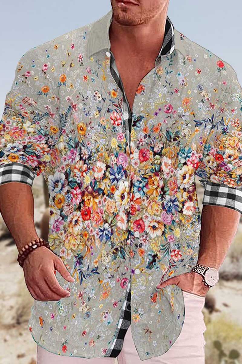 Uniqshe Men's Cotton&Linen Long-Sleeved Fashion Casual Shirt