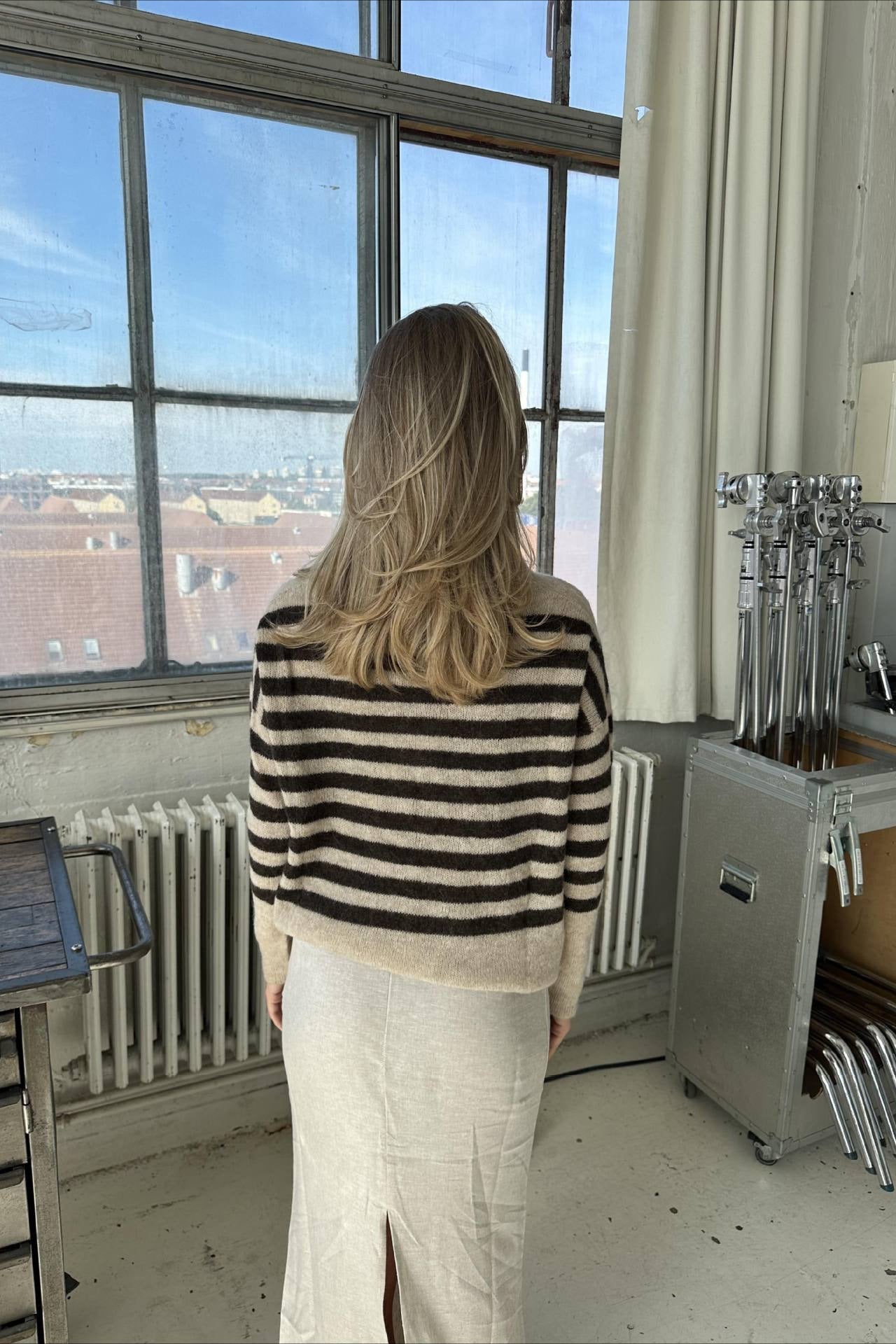 PrincessAce Striped Slouchy Knit Sweater for Effortless Style