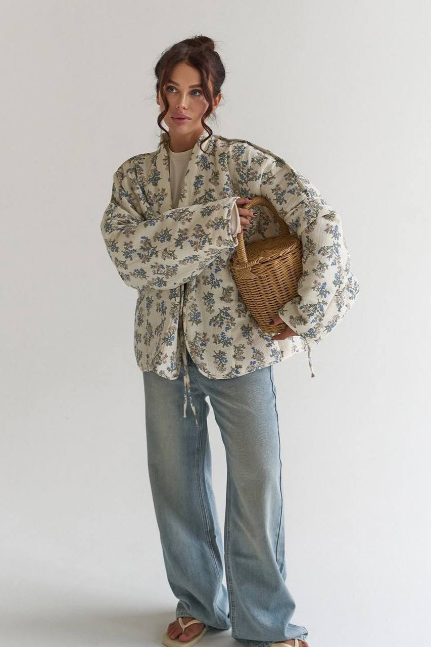 Vintage Floral Print Quilted Coat 4