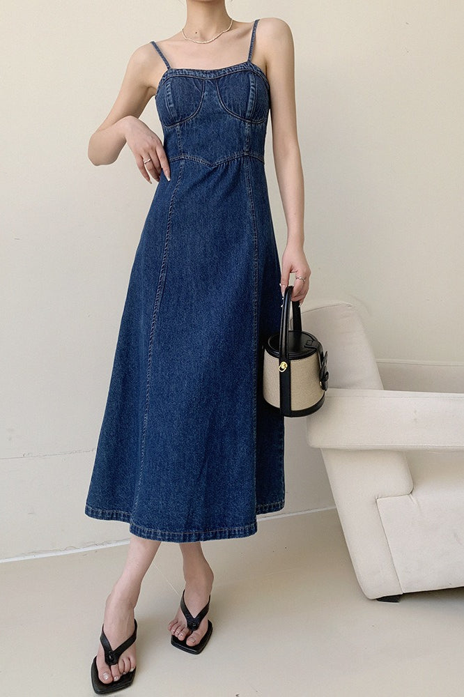 Slim Fit Maxi Denim Dress