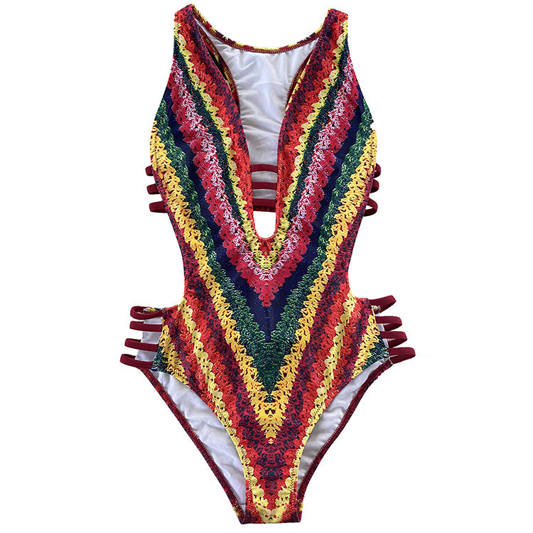 Rainbow Rope Print Bikini - Fashionpara