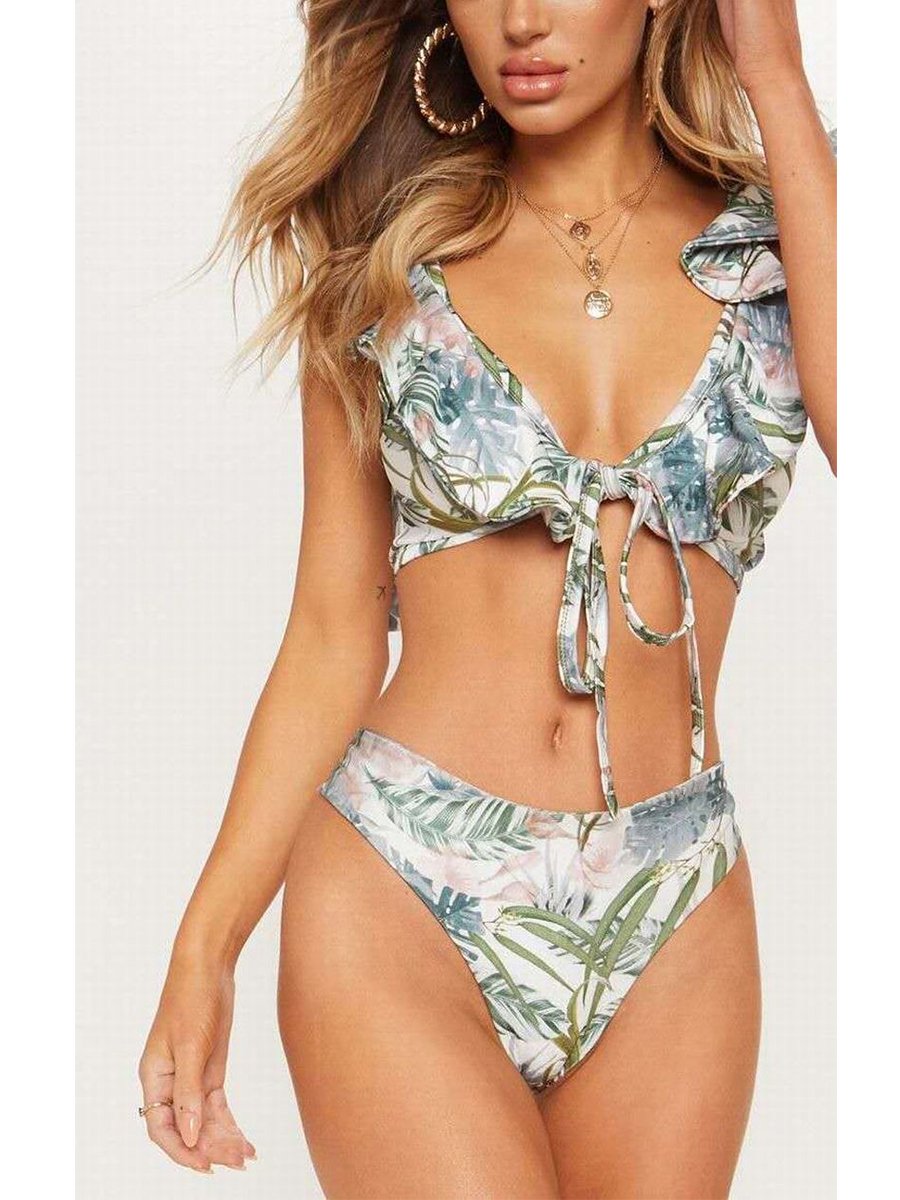 Floral Sexy Ruffle Bikini - Fashionpara
