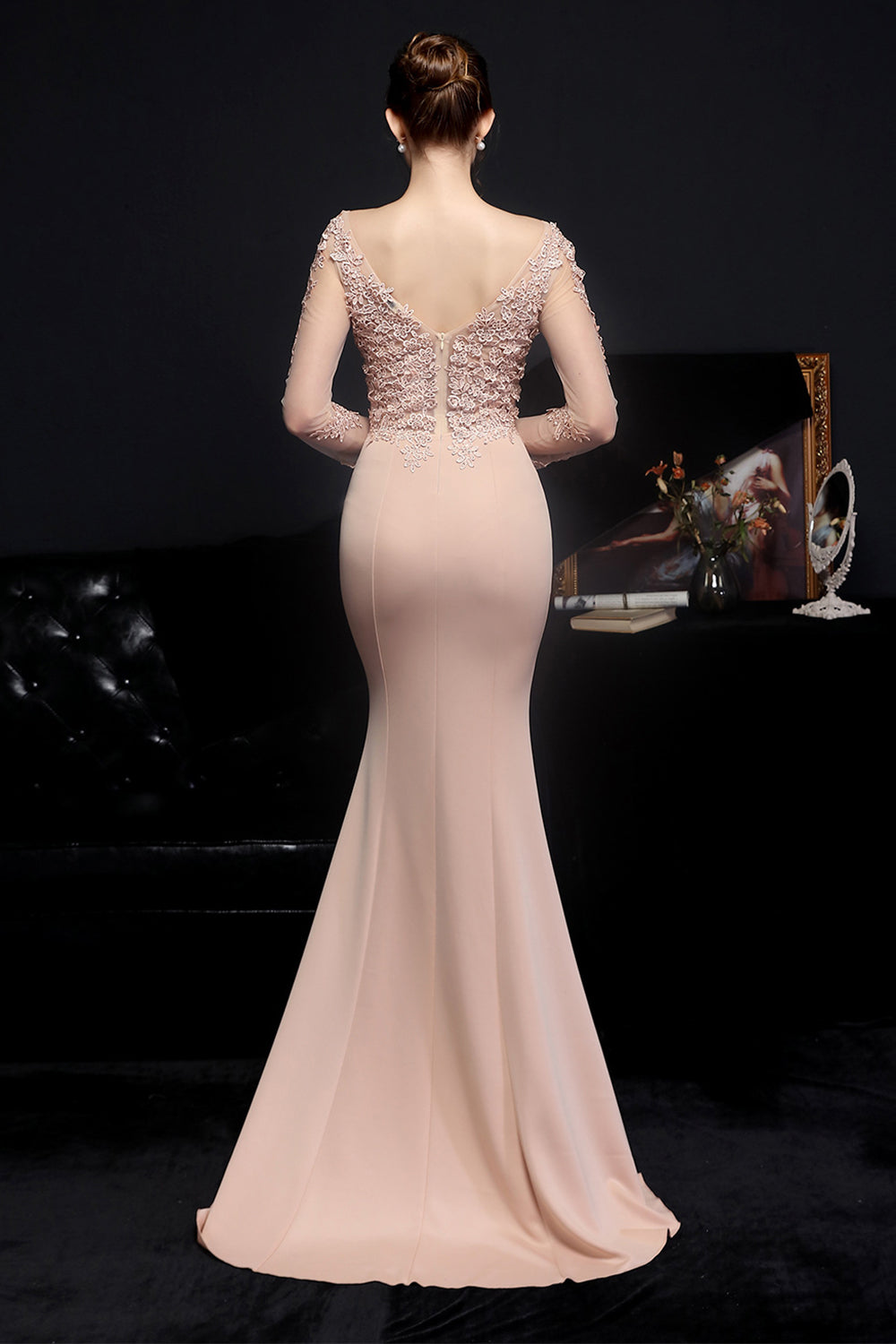White Applique Mermaid Prom Dress - Fashionpara