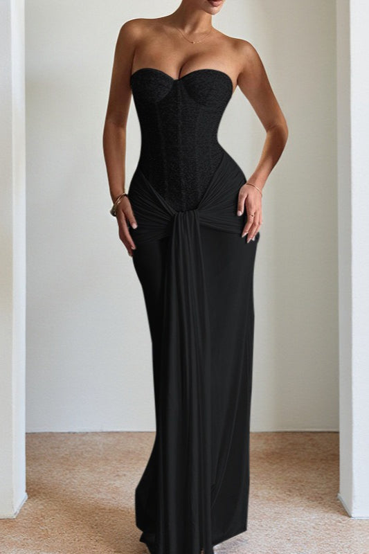 Defined Waist Maxi Party Dress