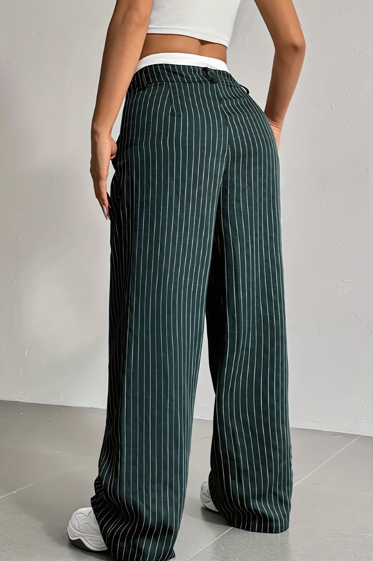 Pinstripe Double Waistband Pants