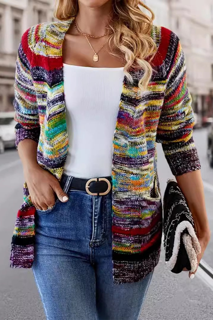 Chic Vintage Striped Long Sleeve Knit Cardigan for All Occasions