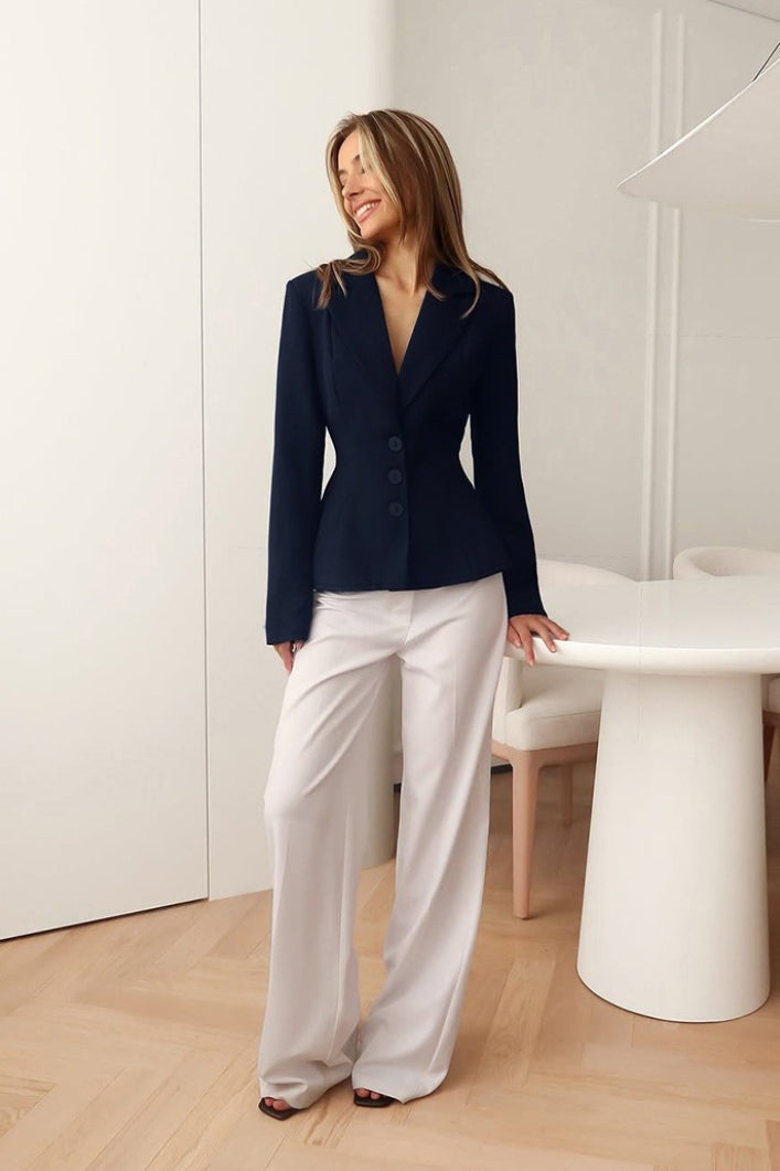 Office Pleated Waist Blazer 5