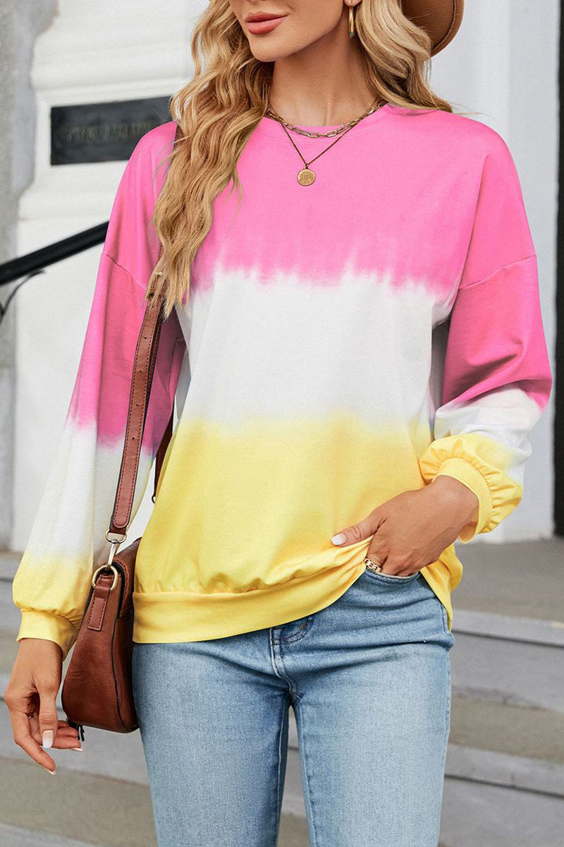 Tie-dye Patch Work Round Neck Top