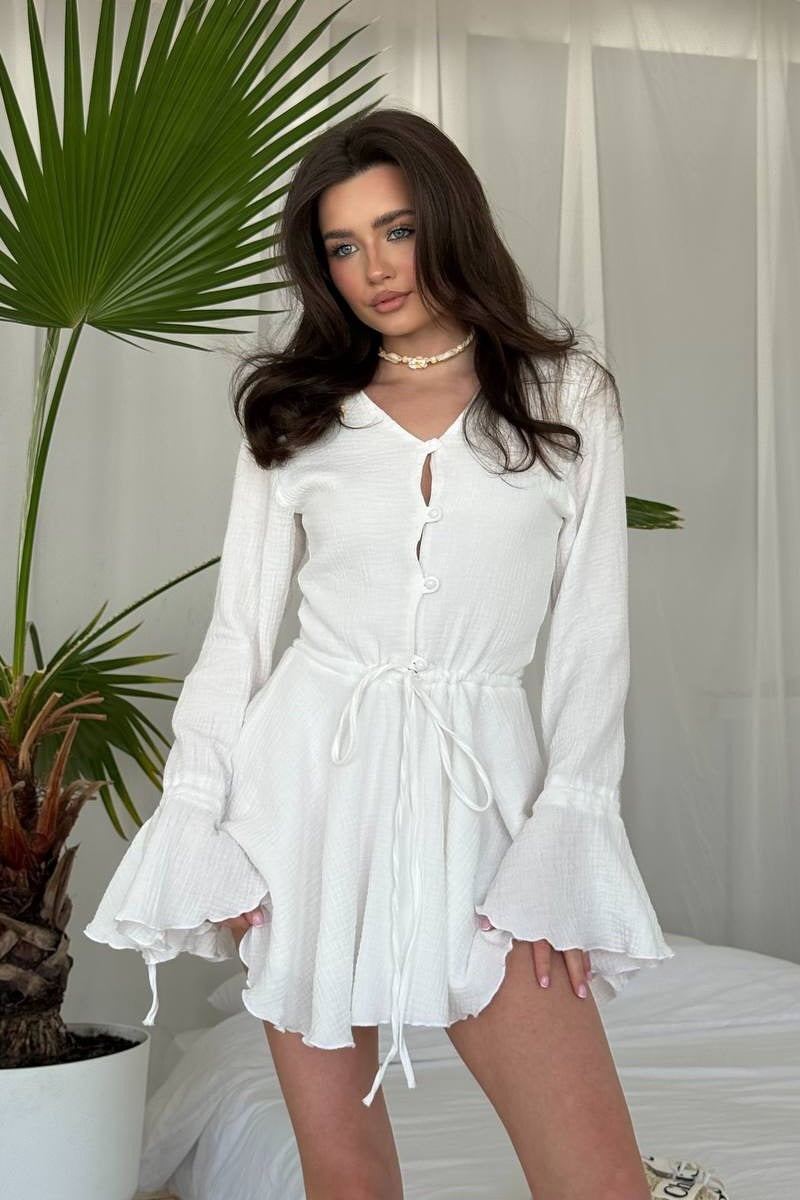 Flare Sleeve Ruffle Boho Dress