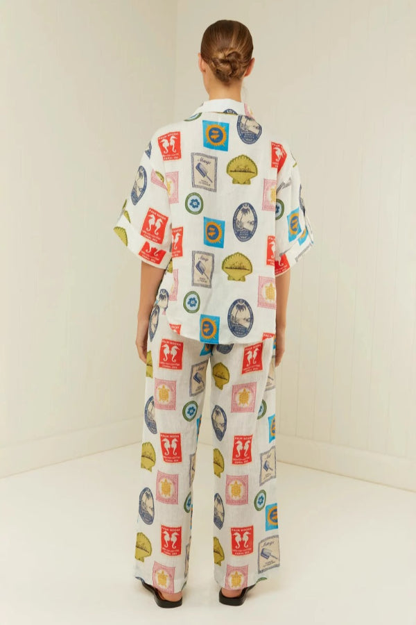 Fashion Printed Linen Casual All-match Shirt Cardigan Trousers - Fashionpara