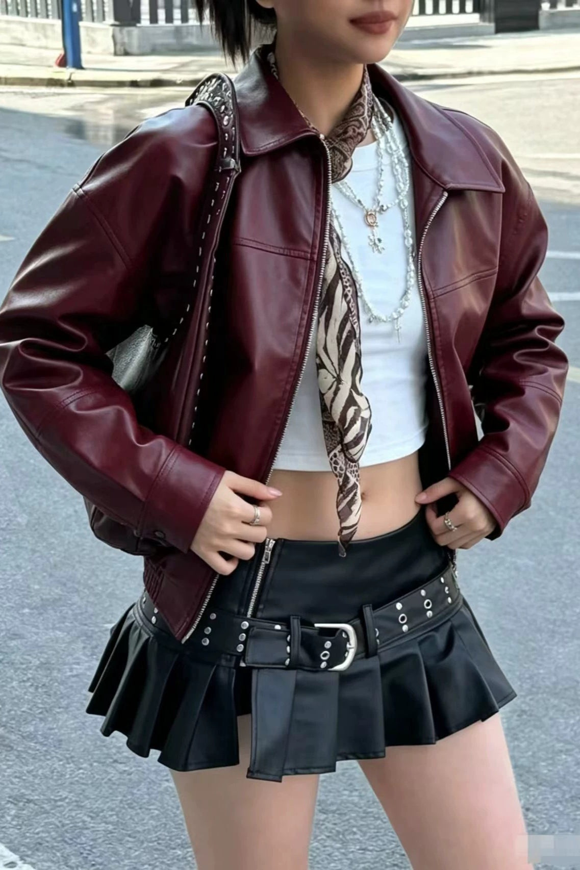 Vintage Faux-Leather Zip Jacket 2