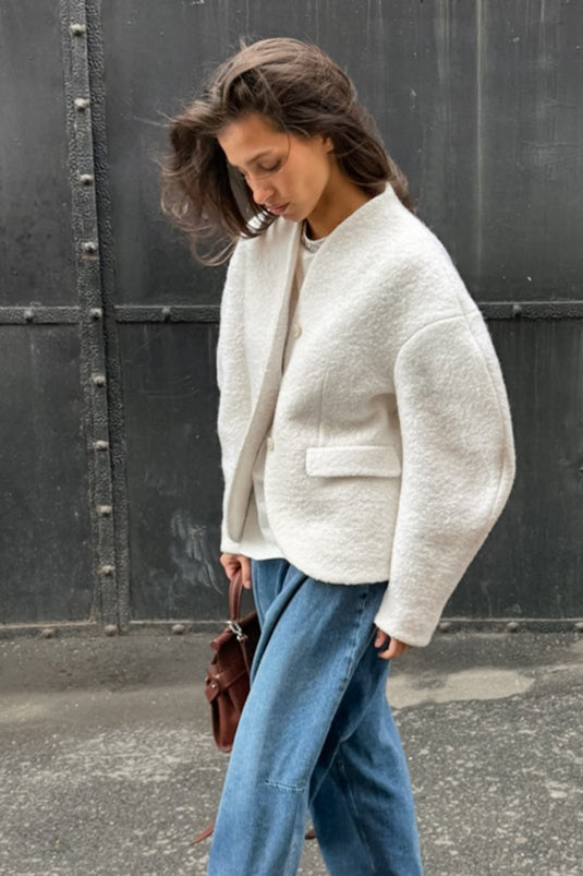 Textured Cocoon Sleeve Blazer