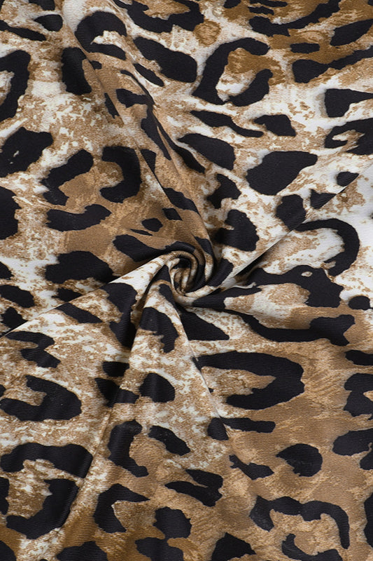 Leopard Lace Trim Cami Midi Dress