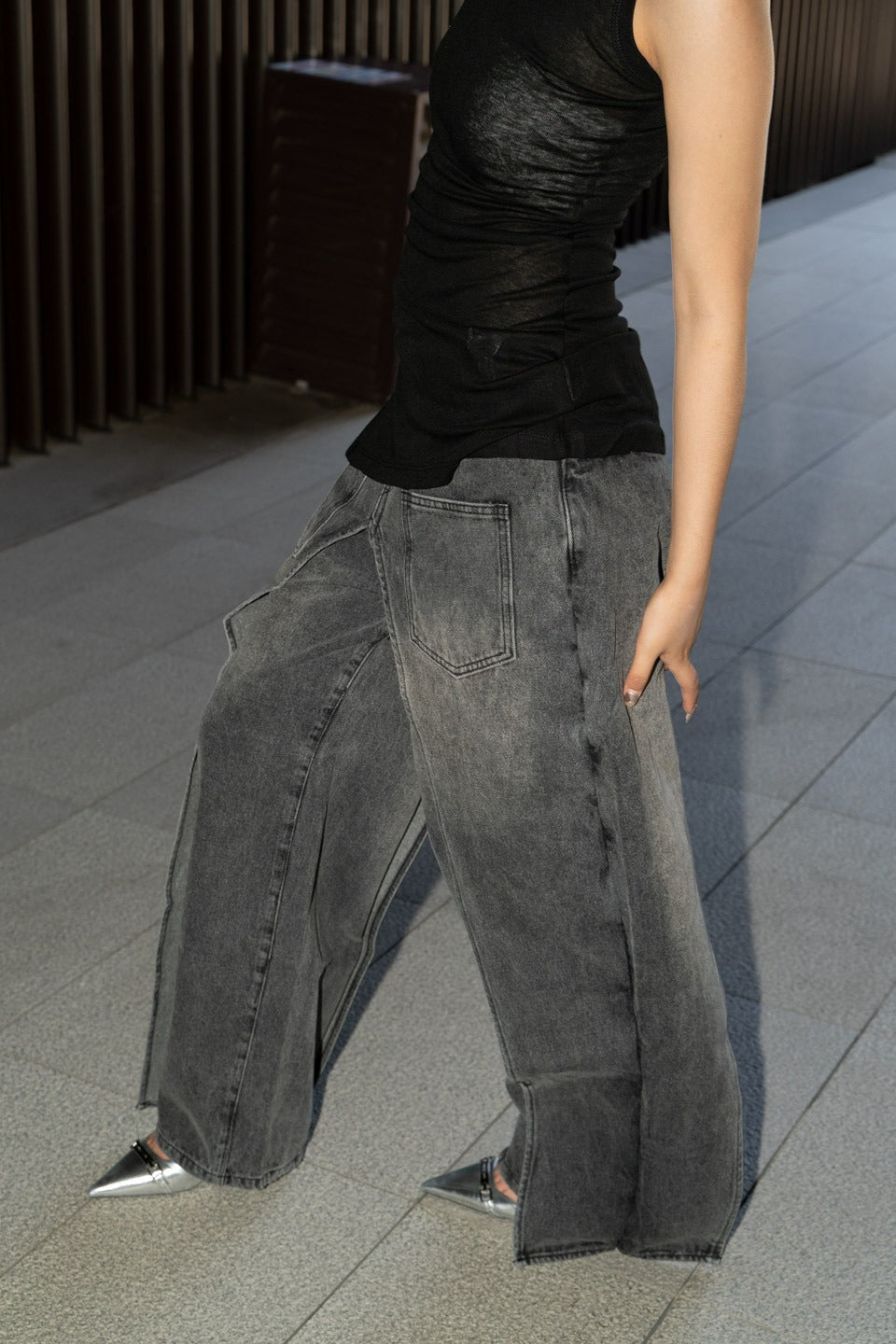 Vintage Washed Deconstructed Jeans