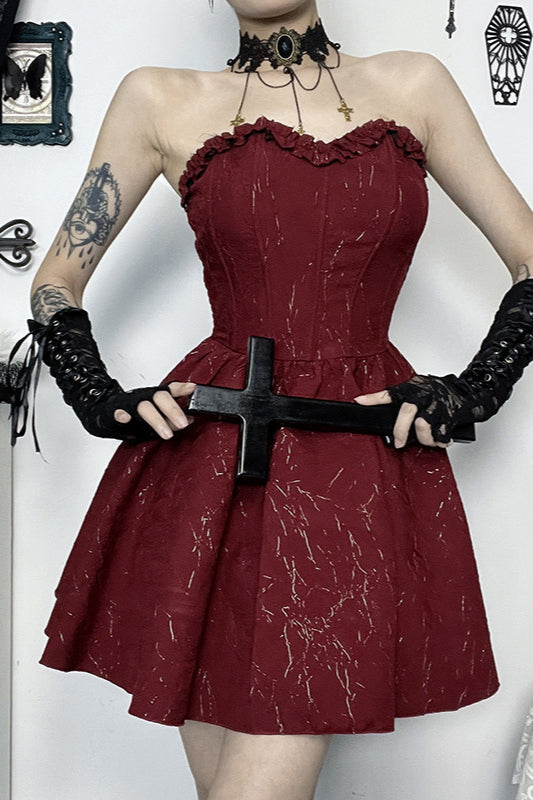 Bustier Waist Jacquard Mini Dress