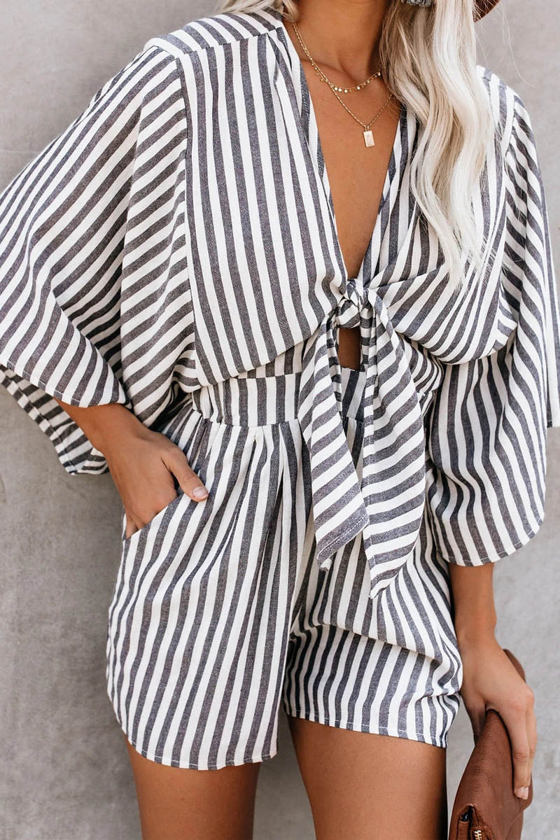 Wind In My Sails Cotton Pocketed Tie Romper Fashionpara