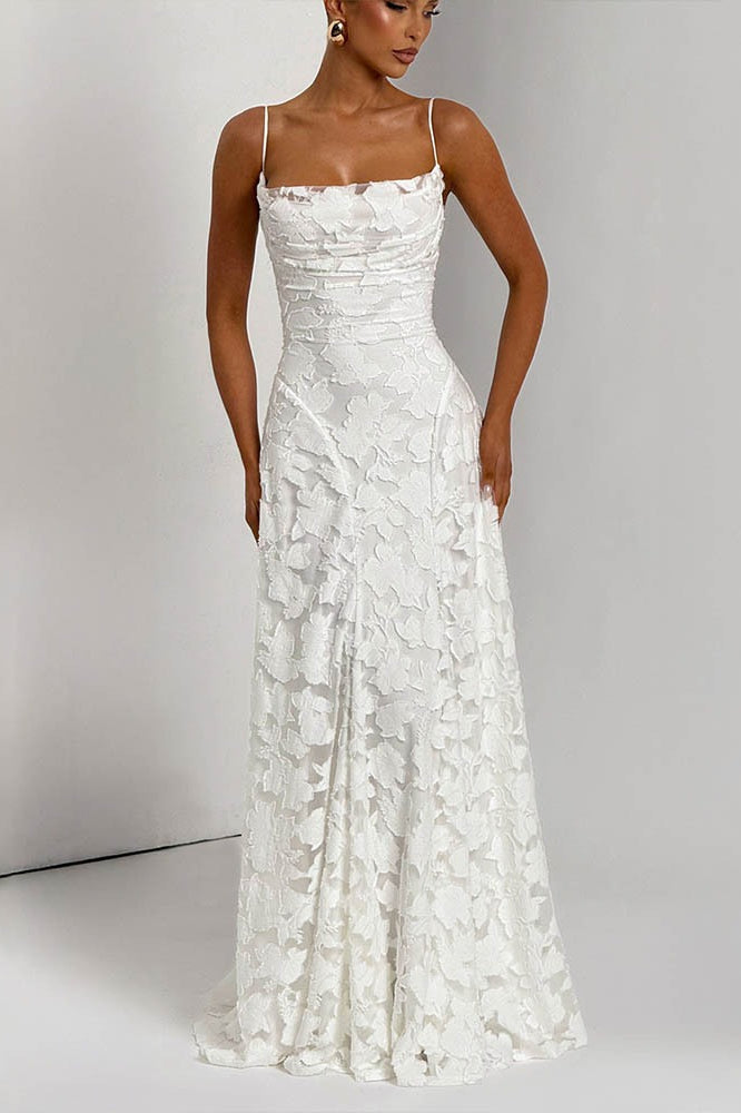 Floral Lace Sleeveless A-Line Maxi Dress 4