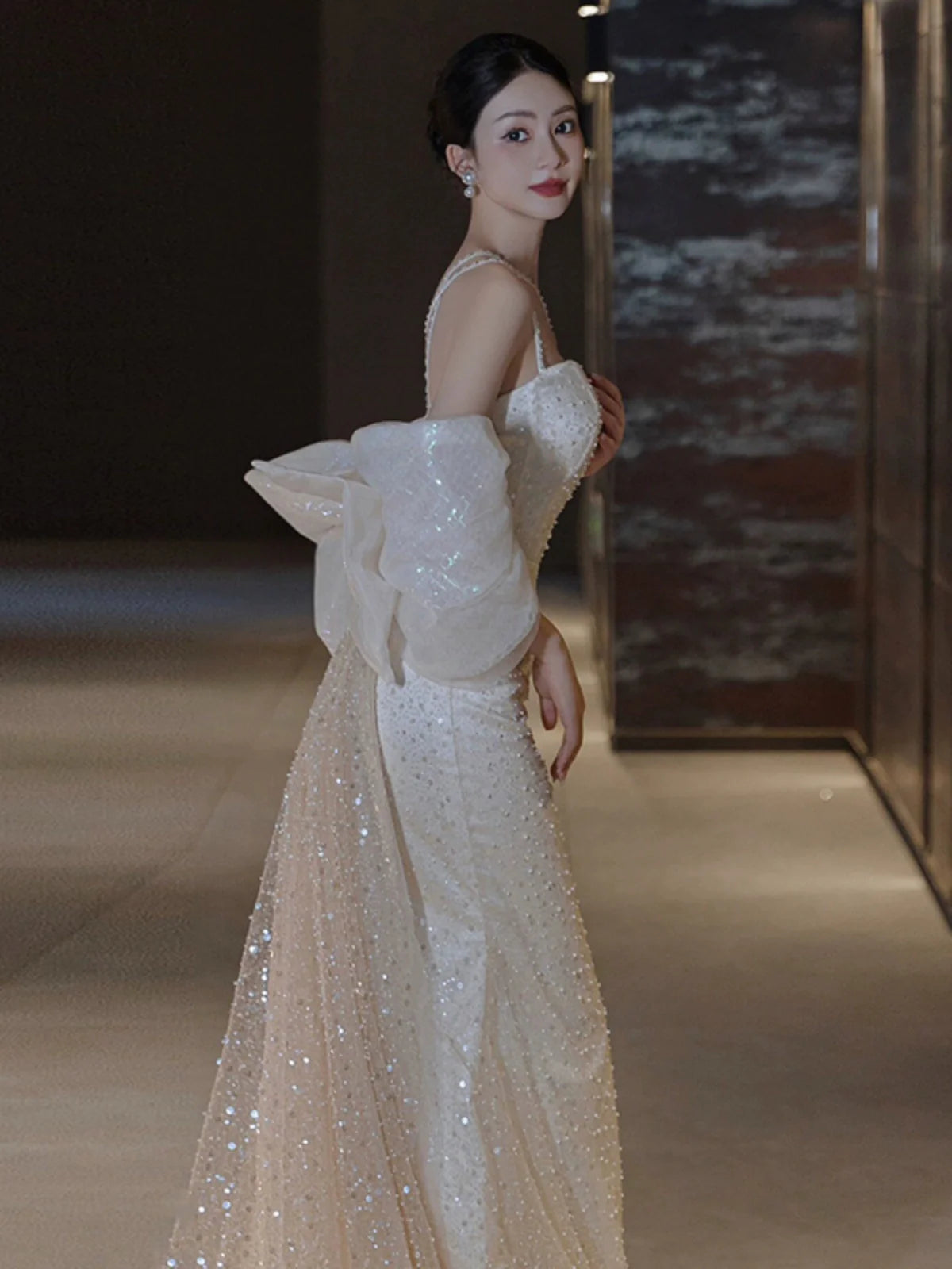 Sexy Mermaid Long Wedding Dress Evening Party Dresses