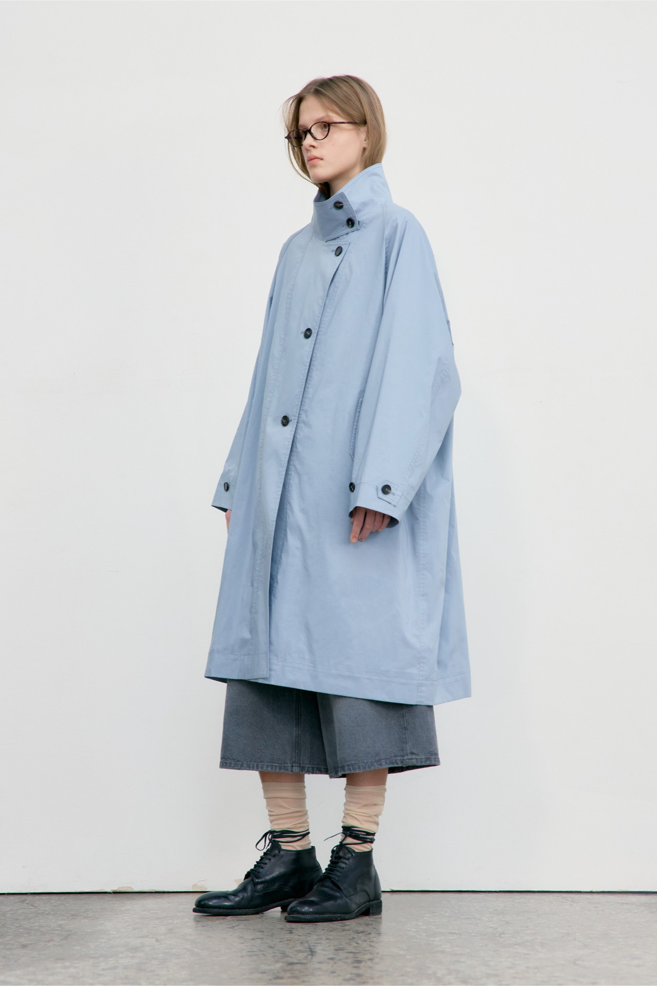 Solid Stand Collar Single Breasted Long Loose Overcoat - Fashionpara