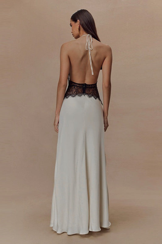 V Neck Backless Lace Dress - View 6