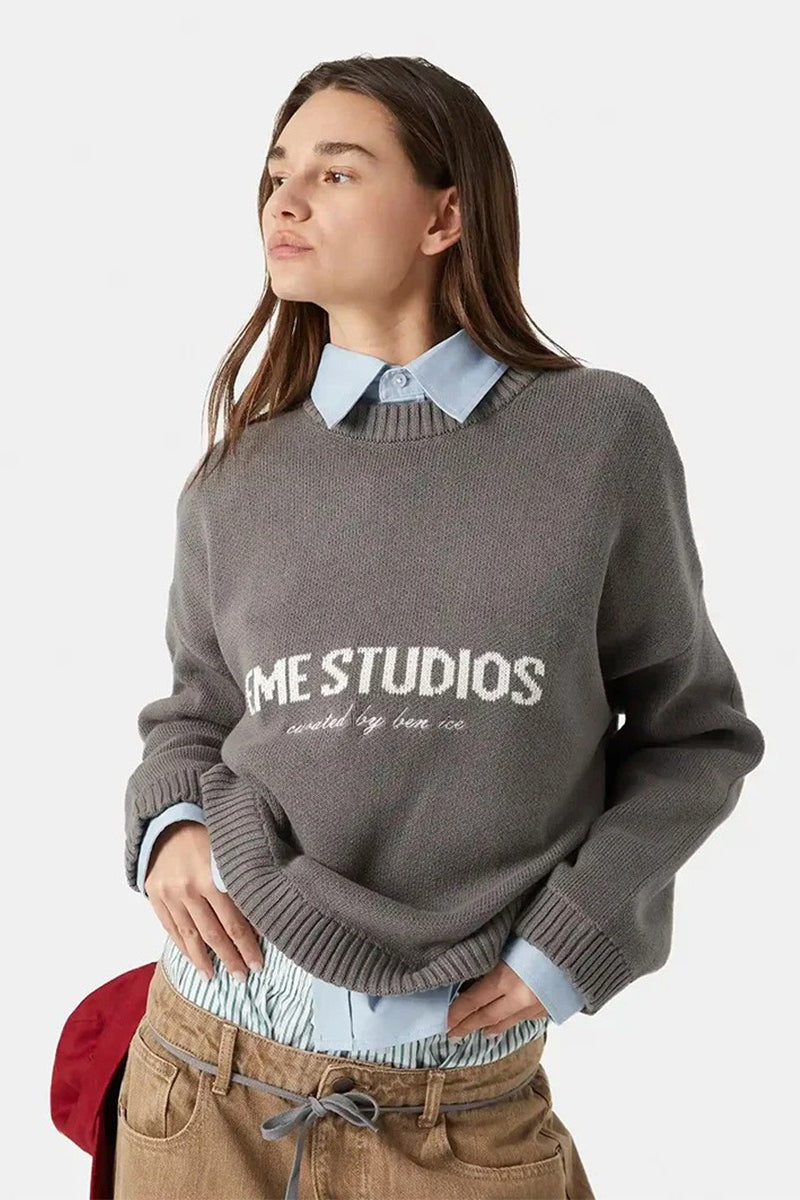 Embroidery Knit Slouchy Pullover Blouse 4
