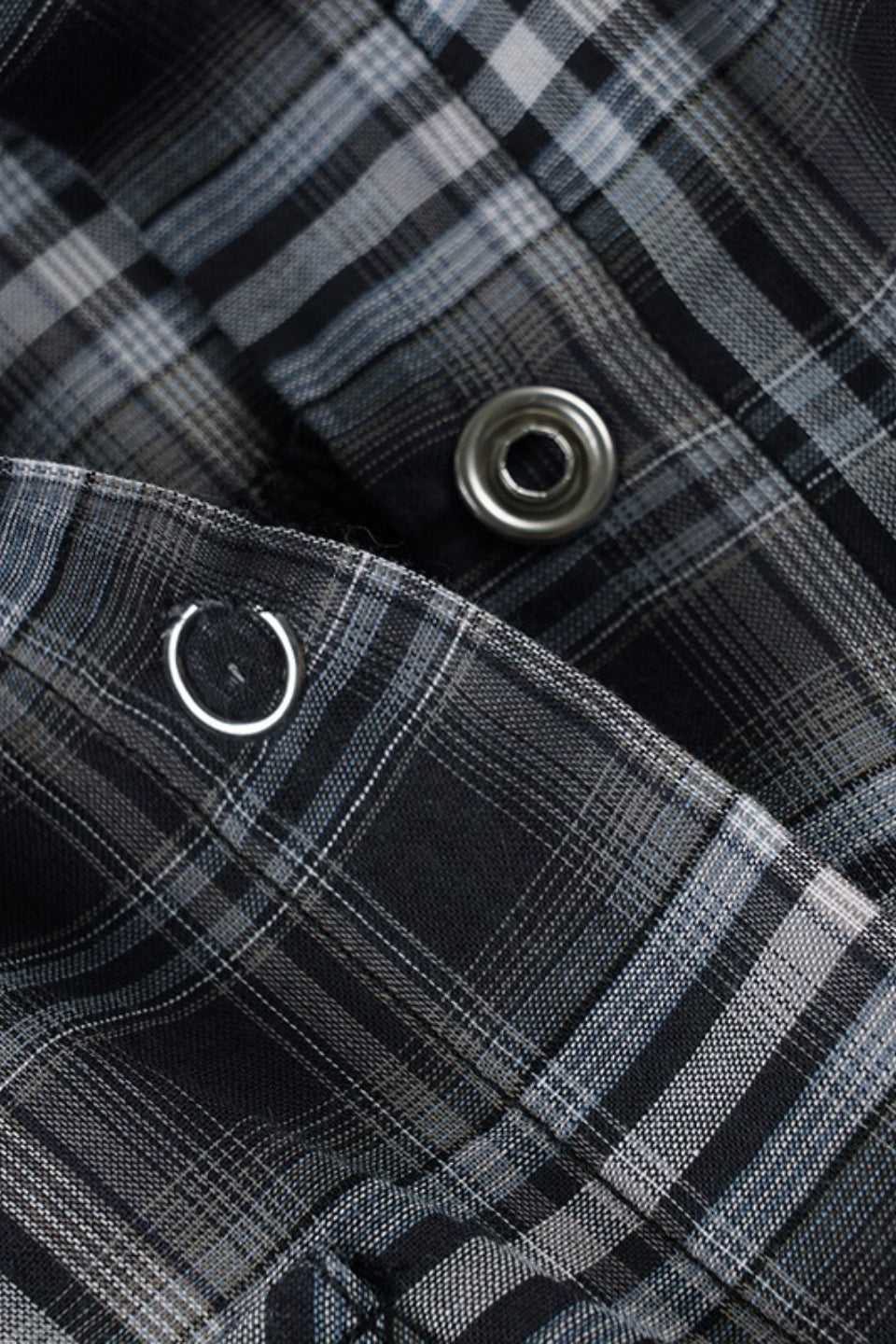 Retro Utility Checkered Blouse