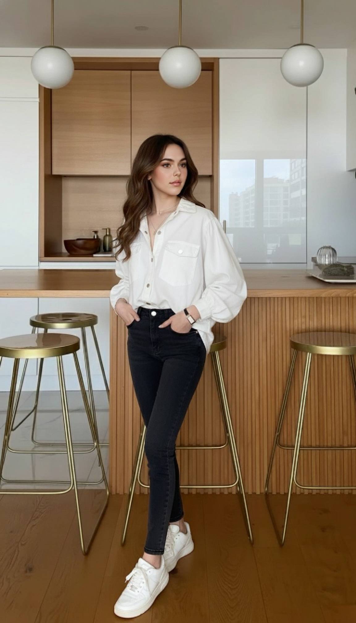 Pleated Long Sleeve Blouse - Fashionpara