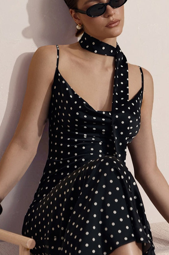 Spaghetti Strap Polka Dot Maxi Dress - Fashionpara