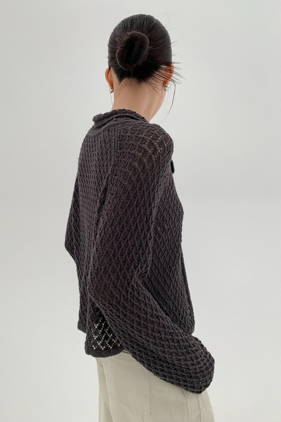 Hollow-Out Long Sleeve Tie-Waist Knit Cardigan for Style