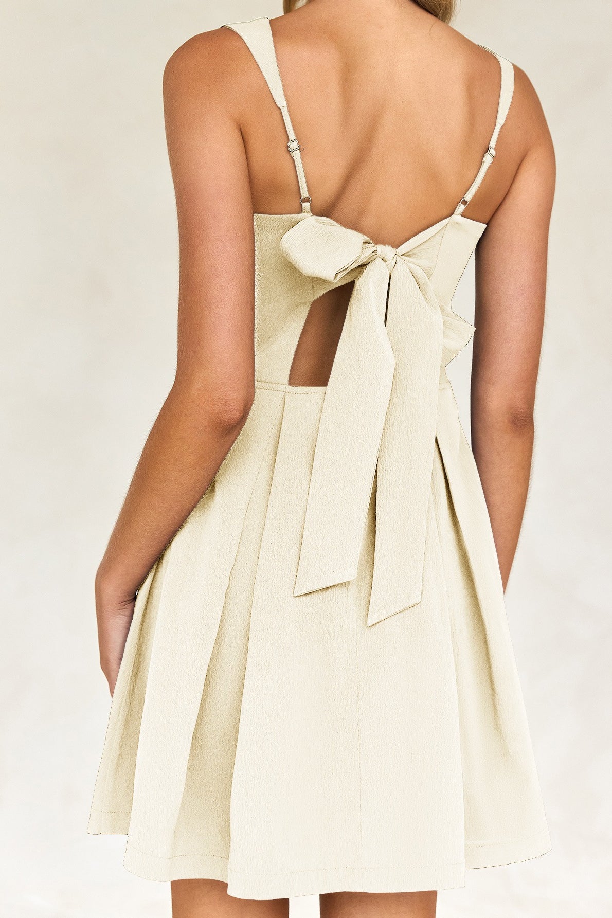 Square-Neck Sleeveless Pleated A-Line Mini Dress