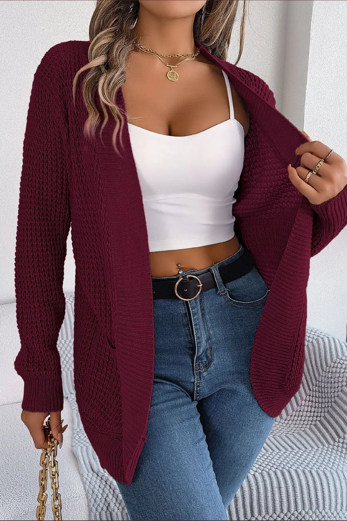 Loose Knit Pocket Cardigan