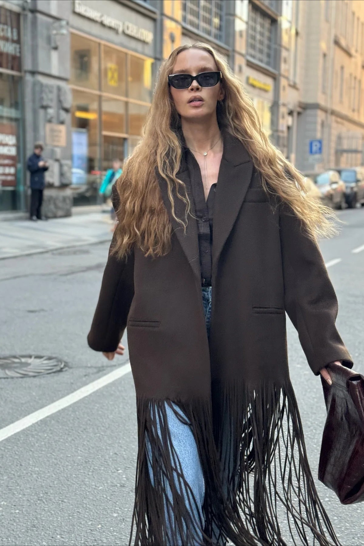 Street Style Fringe Wool Coat