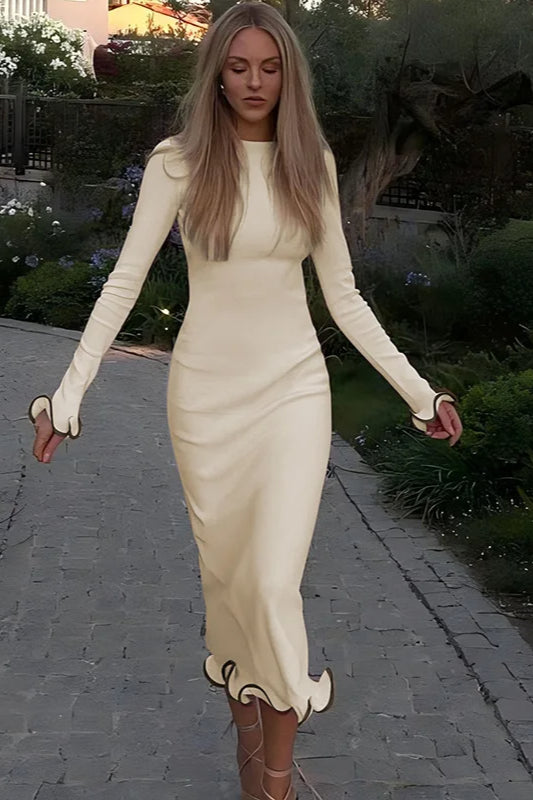 Ruffled Patchwork Midi Dress