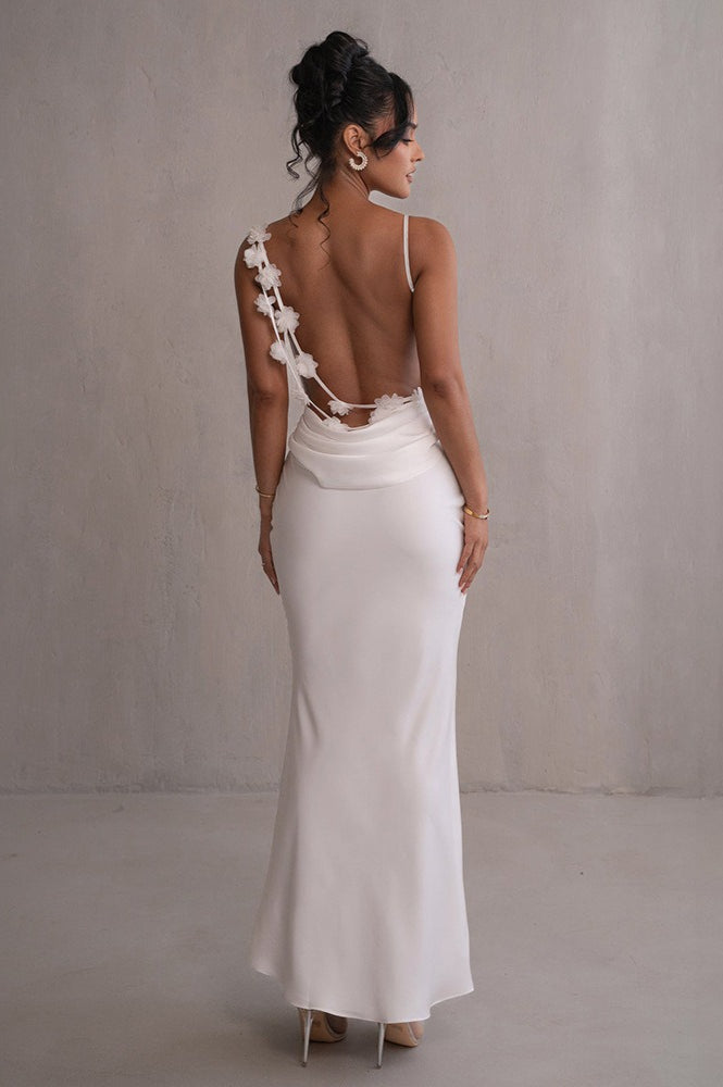 Satin Cowl Neck Spaghetti Strap Column Maxi Dress 4