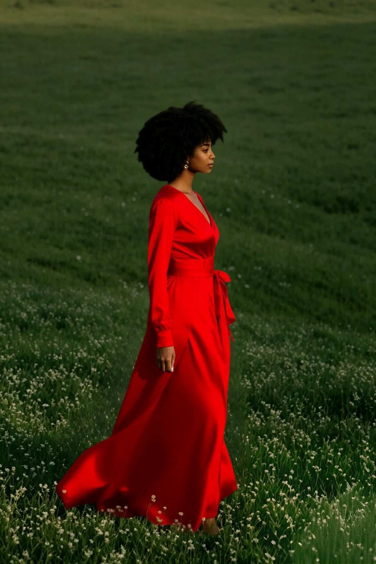 V-Neck Long Sleeve High Split Maxi Dress 5