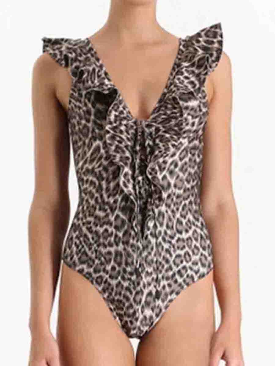 Leopard Print One-piece Swimsuit - Fashionpara