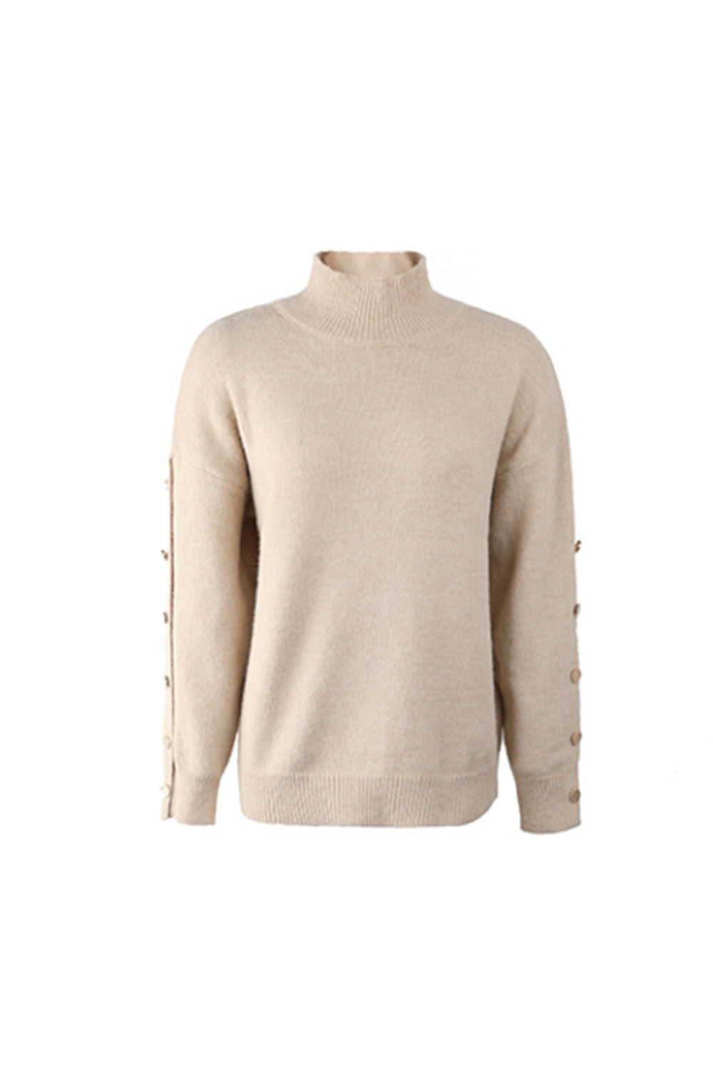 RadyRin High Neck Button Knit Sweater for Elegant Style