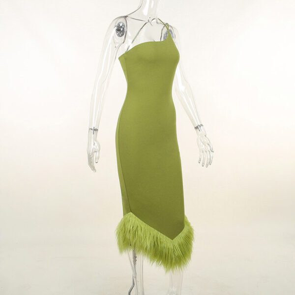 Square-Neck Strapless Feather-Trim Bodycon Midi Dress 8