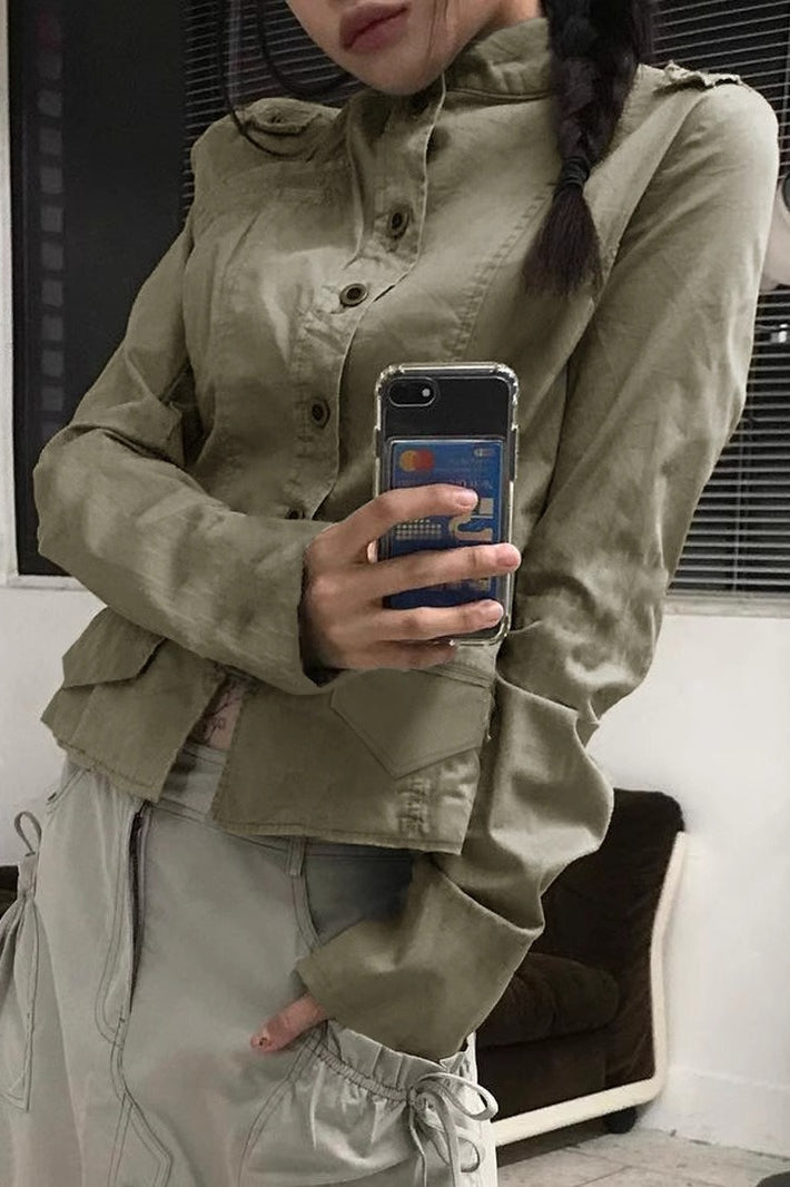 Panel Pocket Stand Collar Jacket