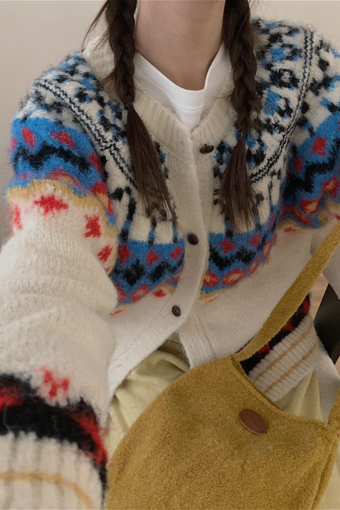 Elegant Vintage Fair Isle Colorblock Knit Cardigan for All