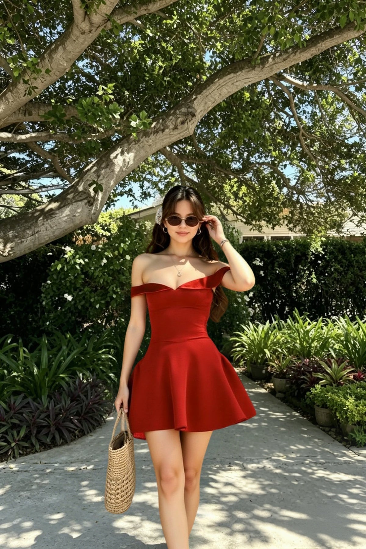 Off Shoulder Sweetheart Fit and Flare Mini Dress 2