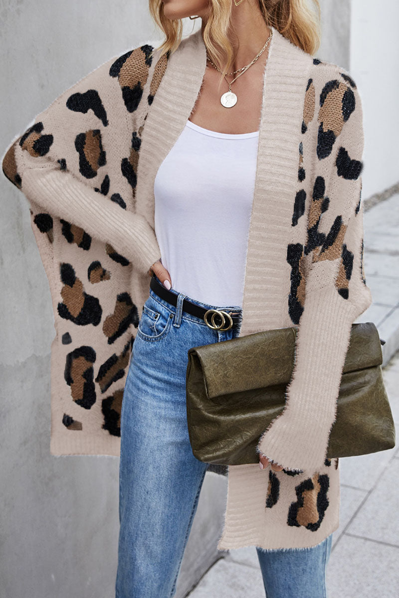 Leopard Print Loose Apricot Cardigan