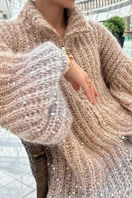Elegant Sequin Knit Cardigan for Chic Layering Style