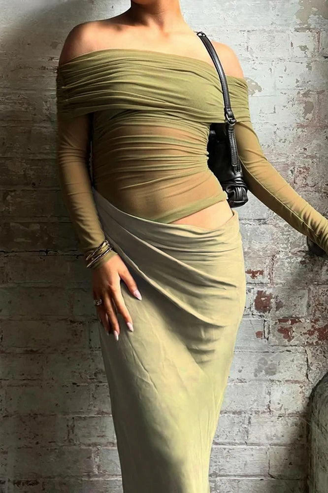 Cutenew Mesh Ruched Maxi Dress - View 4