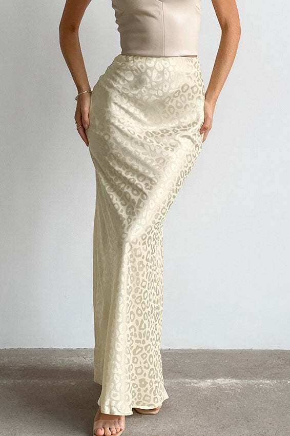 Leopard Print Satin Mermaid Skirt