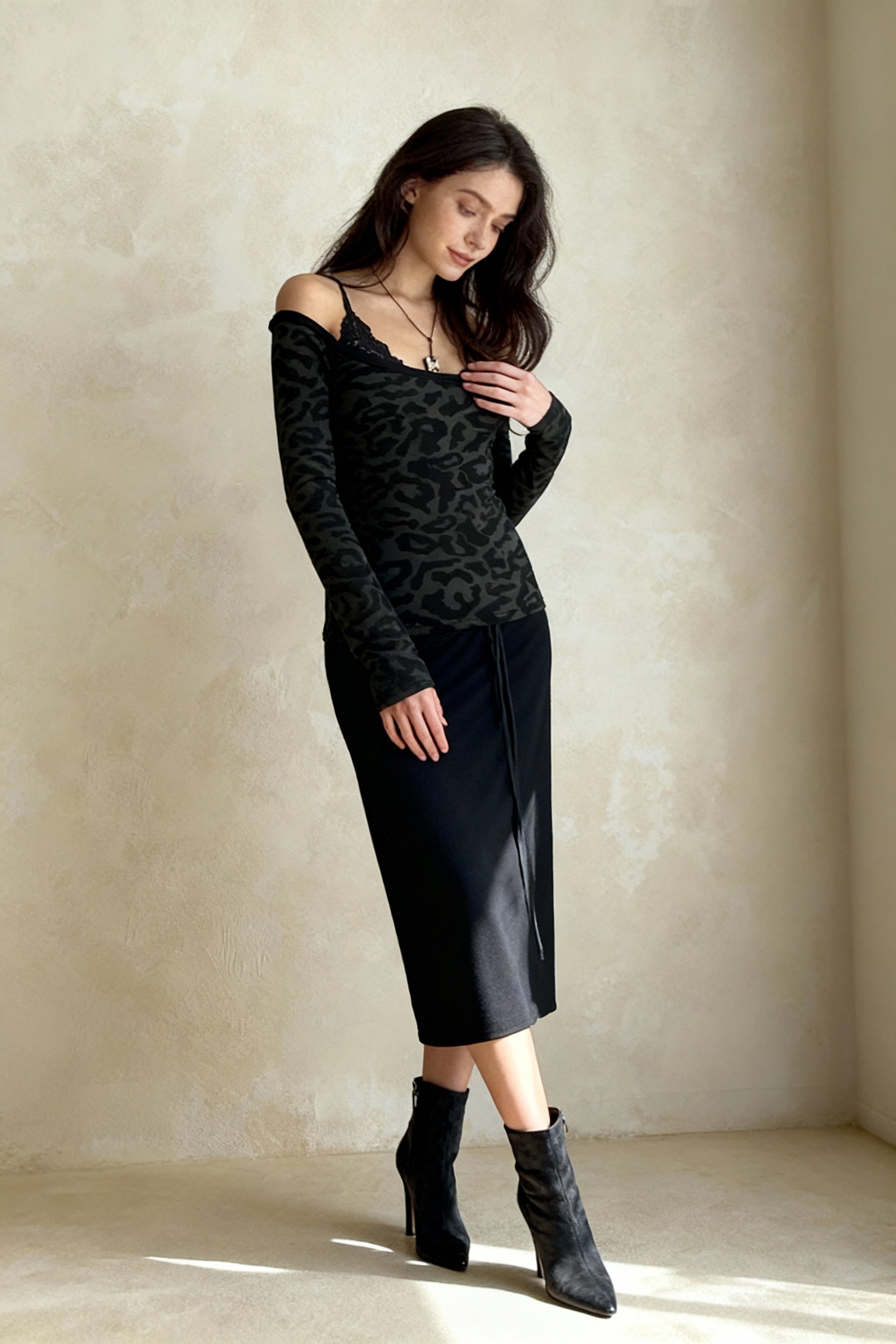 Off Shoulder Leopard Layered Blouse - Fashionpara